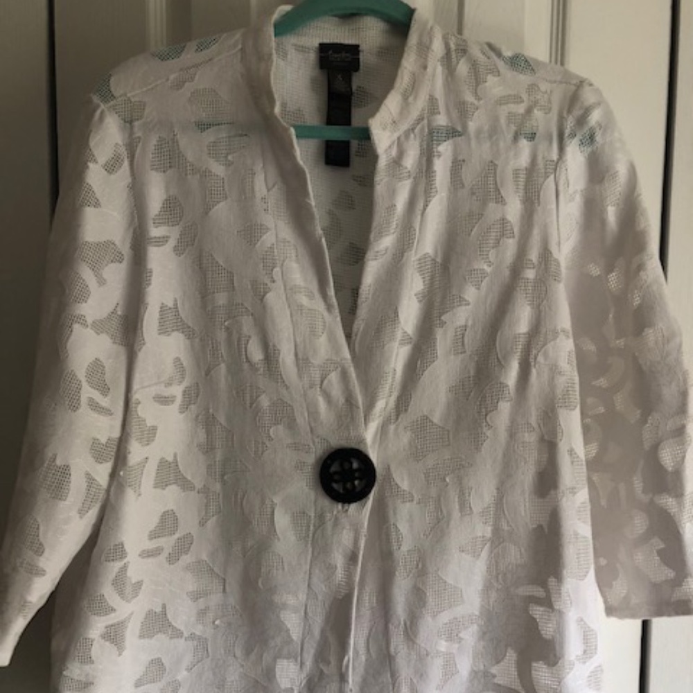 Chico's White Lace/Pattern Jacket, Size 3